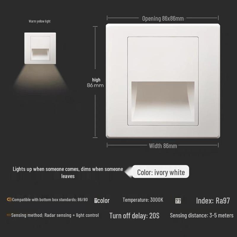 Adjustable 86 Type Recessed Radar Motion Sensor Stair and Aisle Light