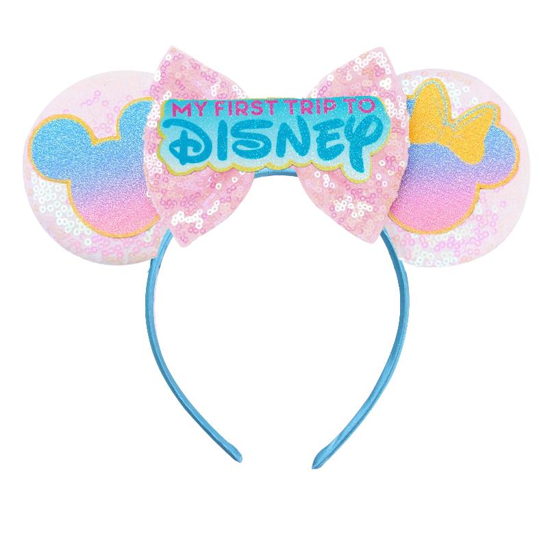 Trip Mickey Ears Headband For Girls Women Sequin Castle 5"Bow Hairband Festival Party Cosplay DIY Hair Accessories