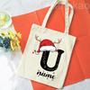 Personalized Christmas Gift Bag Initial with Name Christmas Sack Alternative Stocking Filler Bags Xmas Eve Pouch Gift for Kids