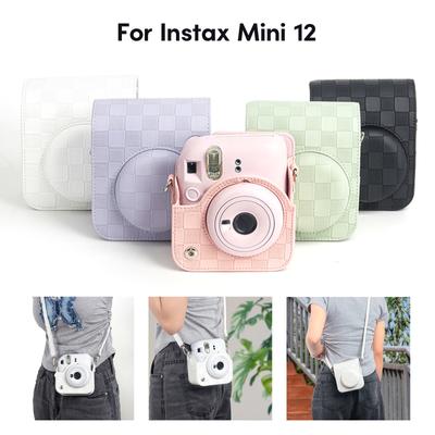 Practical Crossbody Camera Bag Women Men PU Shoulder Bag for Instax Mini12 Camera Case Zipper Camera Shoulder Bag