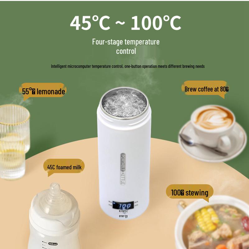 Compact Electric Travel Kettle with Constant Temperature and Insulation for Dorms and More