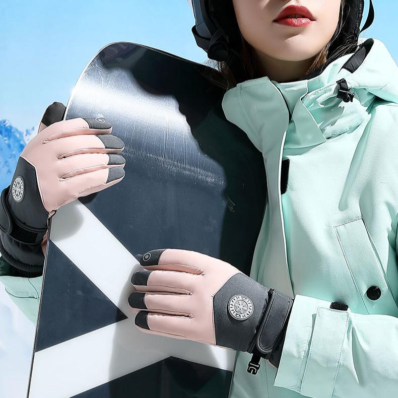 Ski Gloves Winter Warm Gloves Men's and Women's Cycling Gloves Thickened Finger Touch Screen Hiking Couple Anti Slip and Windproof Gloves