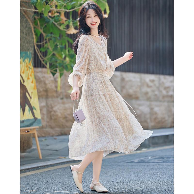 Demana Lightweight Floral Chiffon Puff Sleeve Dress