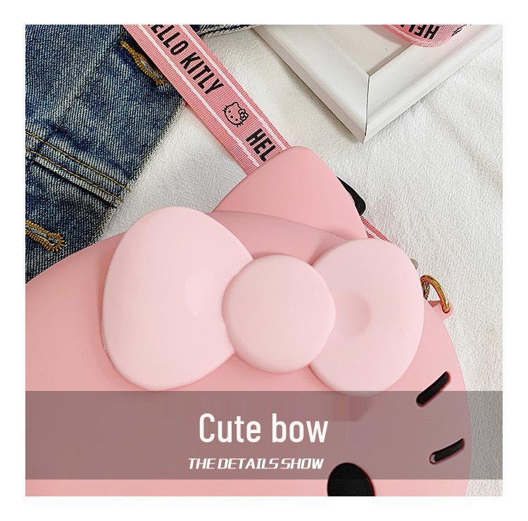 Cat Head Silicone Handbag: 2025 New Cartoon Phone Card Crossbody Bag & Children's Coin Purse