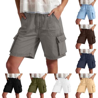 Pantalones Cortos Cargo para Mujer de Cintura Alta Pierna Ancha Pantalones Cortos de Senderismo Ajuste Holgado Pantalones Cortos de Verano para Entrenamiento con Bolsillos