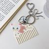 Cute Bow Cat Keychain Acetic Acid Animals Bag Pendant Creative Acetate Comb Pendant  Backpack Decor