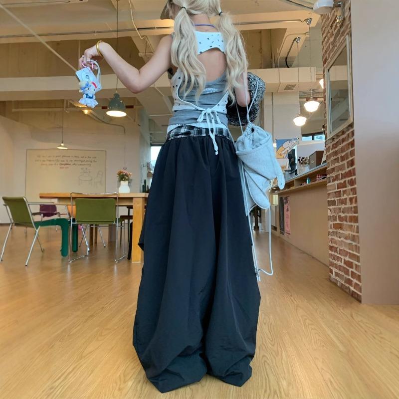 Vintage Street Casual Pants Women's Summer Thin Street Black Paratrooper Tooling Parachute Sweatpants Tide