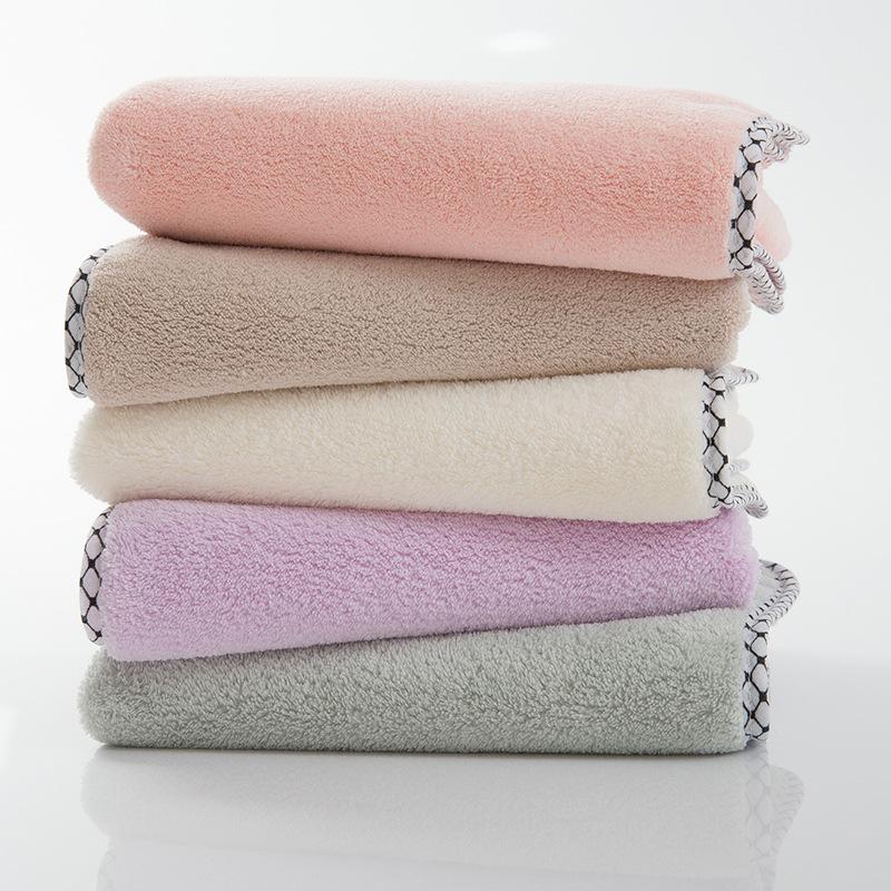 

Towel Thickened high-density coral fleece Adult hemming Soft absorbent household face towel 35*75 рожевий
