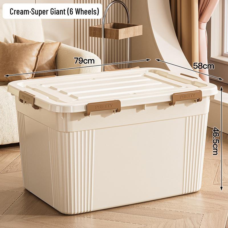 Extra Large Plastic Storage Box with Wheels for Toys, Snacks, Clothes - Thickened Container for Living Room & Bedroom