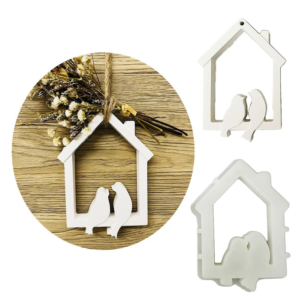 Birds House Hanging Silicone Mould Hanging Ornament Castings Molds Decorative Plasters Molds for Holiday Decorations