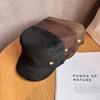 Simple Solid Color Gold Logo Decor Women Casual Suede Beret Hat Fall For