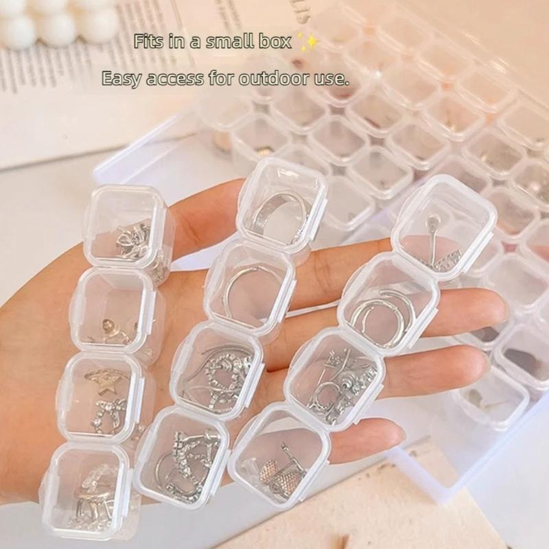 Clear Jewelry Storage Box with Lid, Compartment Case for Rings Earrings and Pendants, Vanity Display and Dresser Use