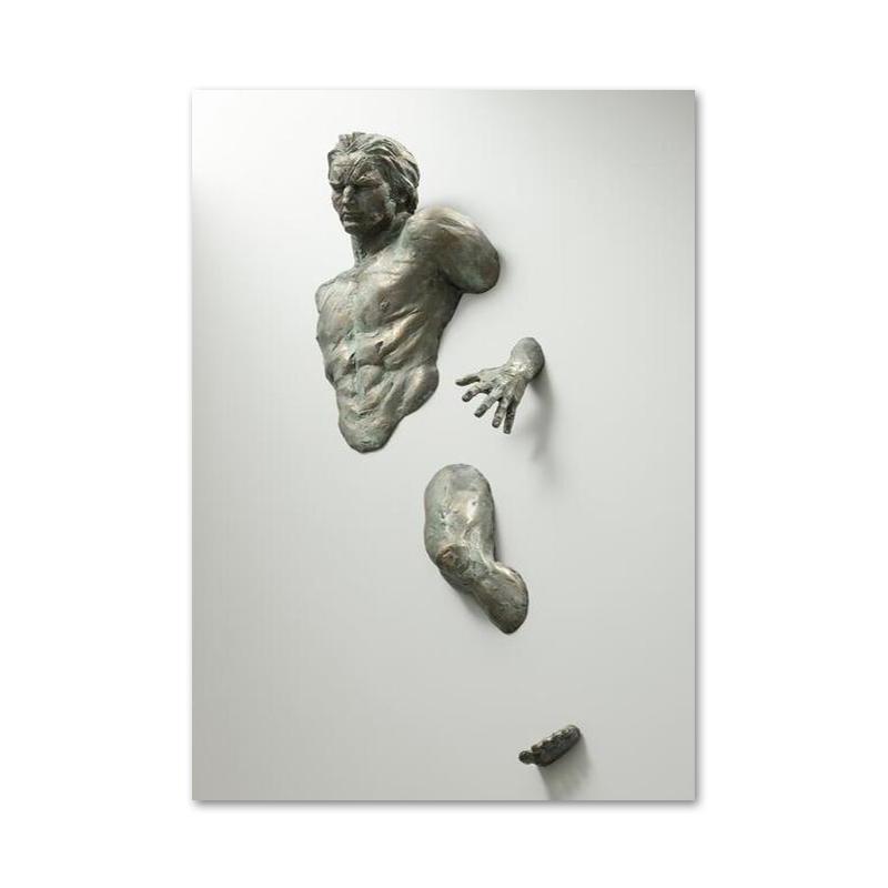 Abstract Statue Figure Canvas Painting Visual 3D Effects Posters Prints Wall Art Picture For Living Room Home Decor Gift Cuadros