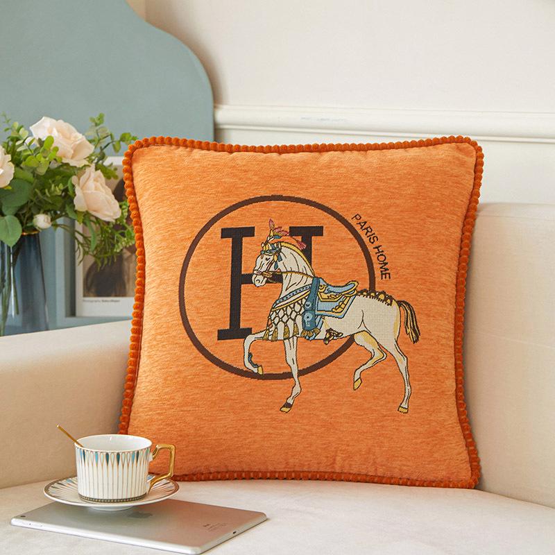 Chenille Jacquard Luxury Pillowcase - White Horse Design