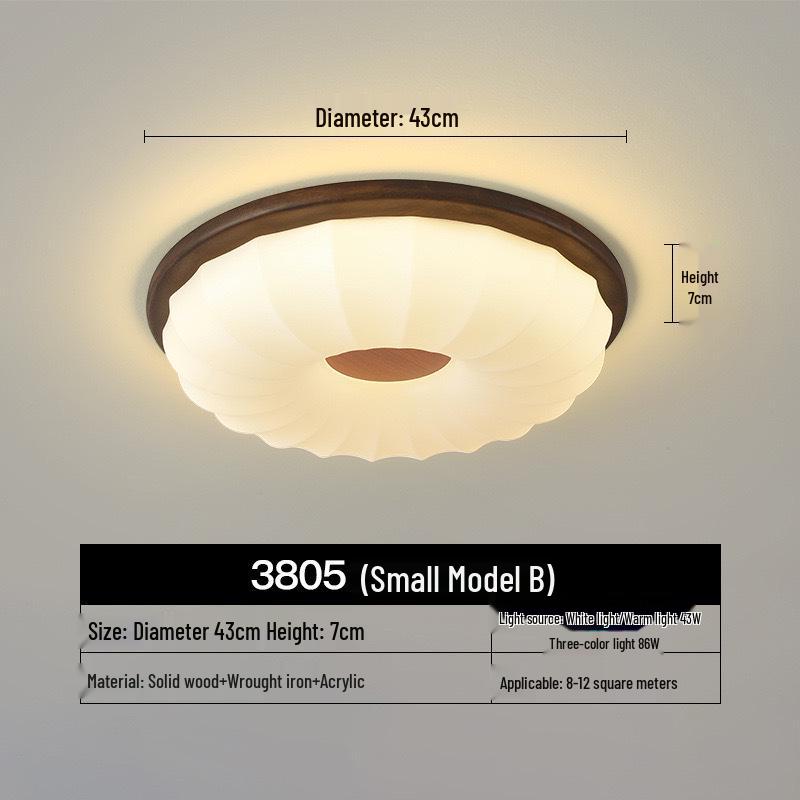 Chinese Retro Mid-Century Zen Ceiling Lamp: Solid Wood, Simple Style for Bedroom or Influencer Room