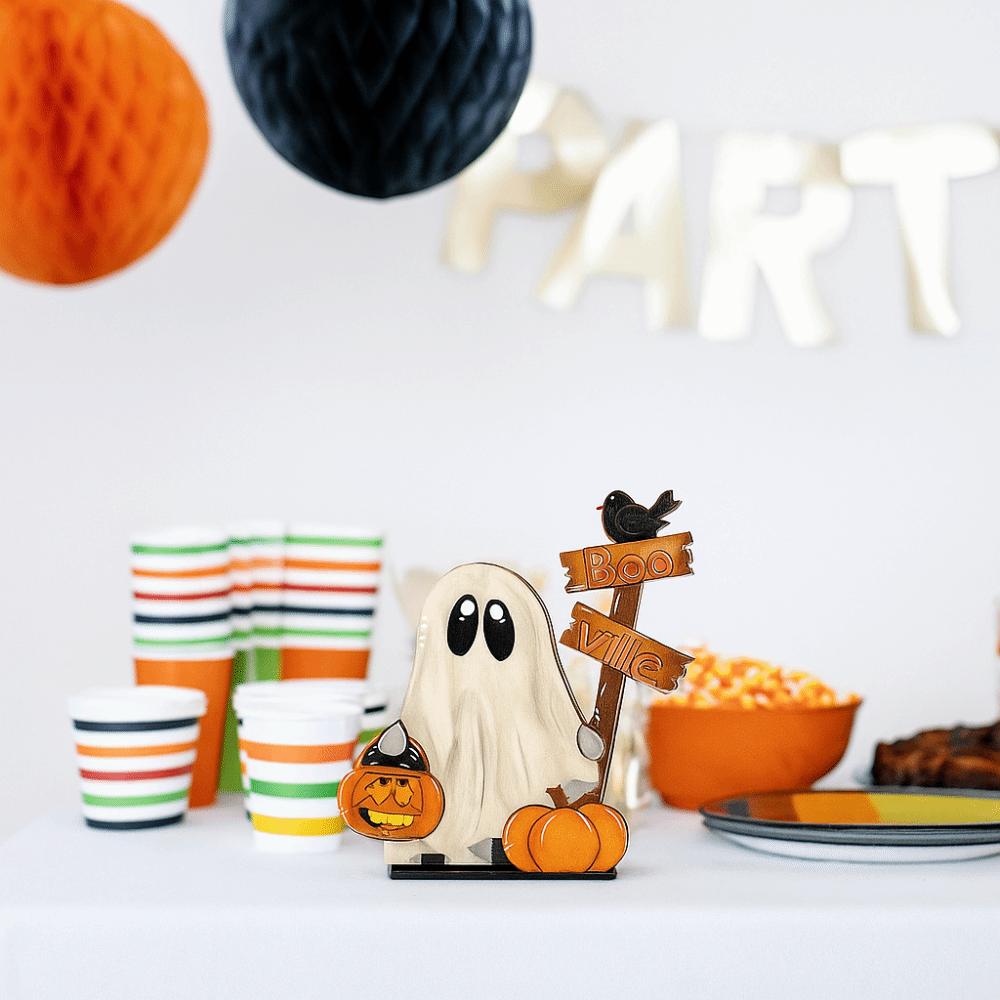 Ghost Pattern Pumpkin Ghost Ornament Handmade Halloween Pumpkin Ornament  Party Supplies