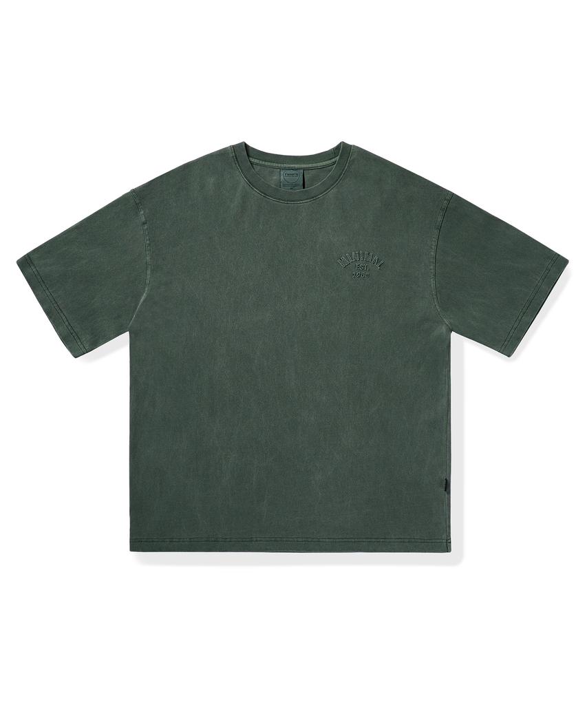 MINIMALPROJECT Minimal Applique Arch Logo Pigment Short Sleeve T-Shirt Mst158 [Blue Green]