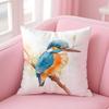 Kingfisher Watercolor Painting Pillow Case Comfort Sofa Bed Silky Elegant Invisible Zipper Custom Decorative Cushion Cover