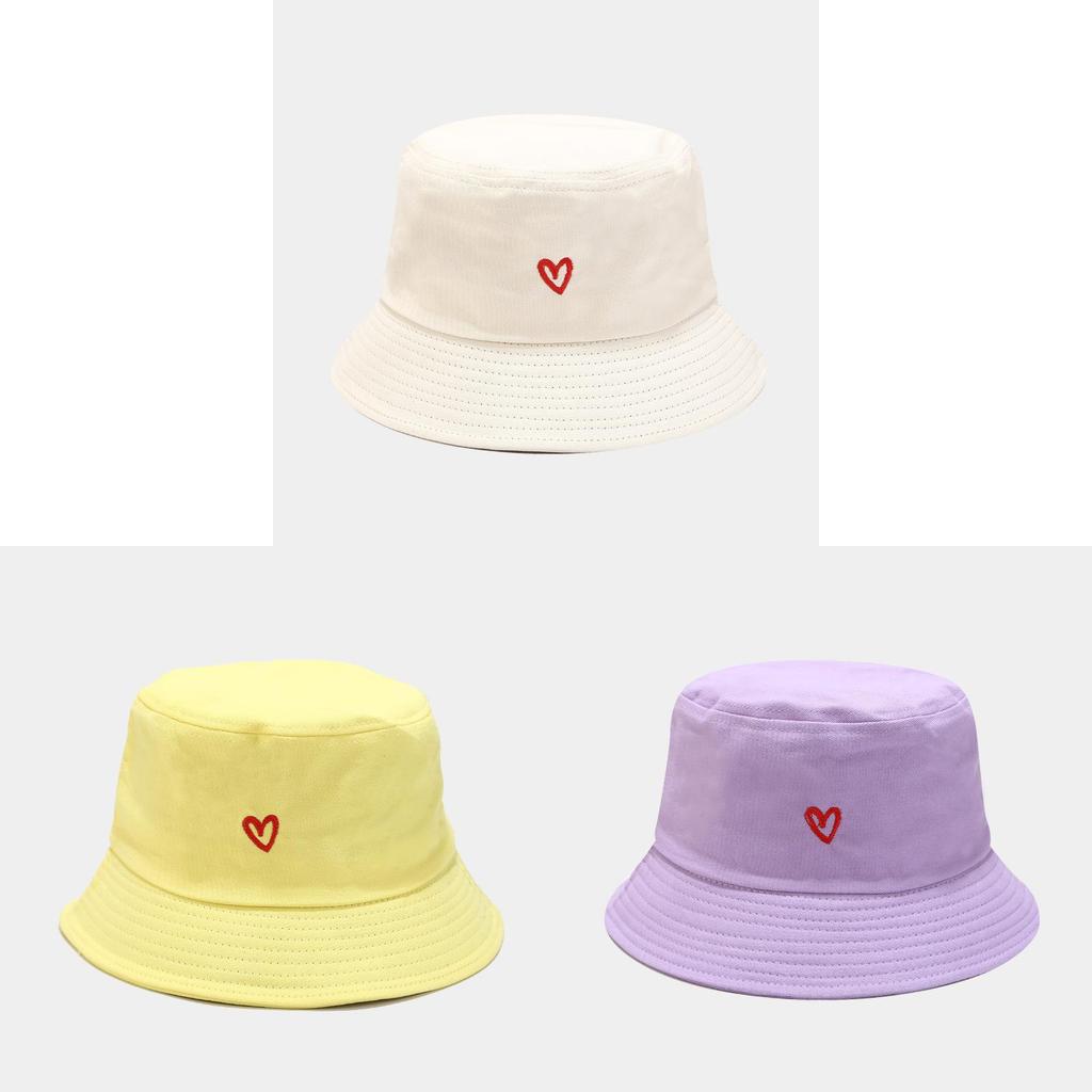 Summer Sun Protection Cotton Embroidered Bucket Hat For Women Casual Outdoor Fashion
