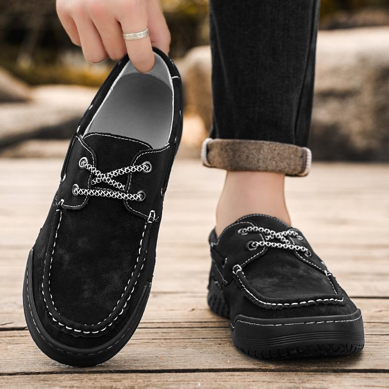 Fashion Genuine Leather Handmade Shoes Casual Men Leather Luxury Brand Designer Classic Breathable Soft Platform Walking Outdoor Flat