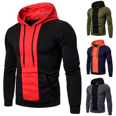 New Men's Sweater Fashion Stitching Casual Loose Hooded Sweater