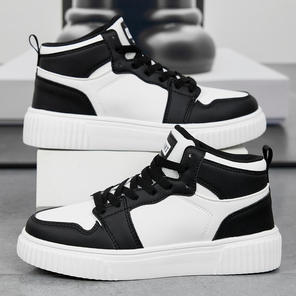 Spring Summer Fashion Red High-Top Shoes Couple Comfortable Pu Leather Casual Sneakers Man Flat Versatile Hip-Hop Shoes For Men