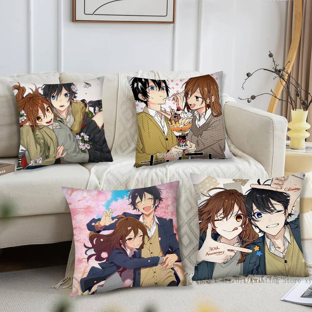 Japanese Classic Anime Horimiya Vintage Pillow Case Fashion Square Pillowcase Bedroom Sofa Room Ins Decoration Leisure