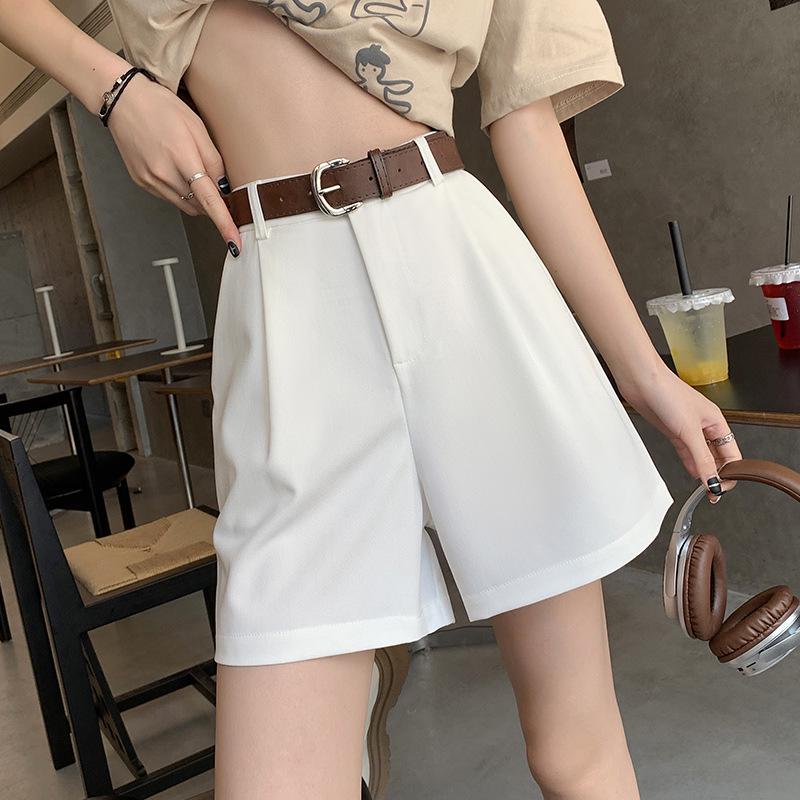 Women's Khaki High-Waisted A-Line Summer Shorts - Slimming, Petite, Ice Silk Casual Wear