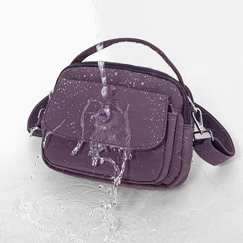 Borsa a tracolla da donna tinta unita a spalla in nylon leggera piccola quadrata