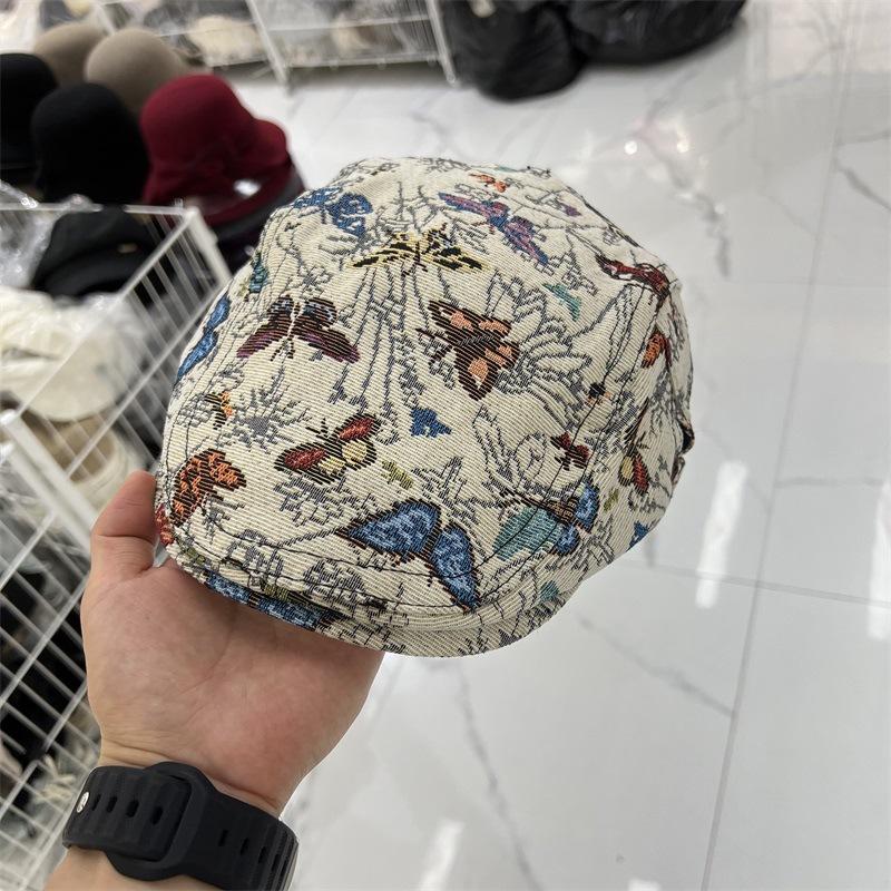 

Кепка женская с вышивкой бабочки, осенняя, ретро, трендовая, крутая, нишевая, в стиле колледжа, маленькая, облегающая M（56-58cm）