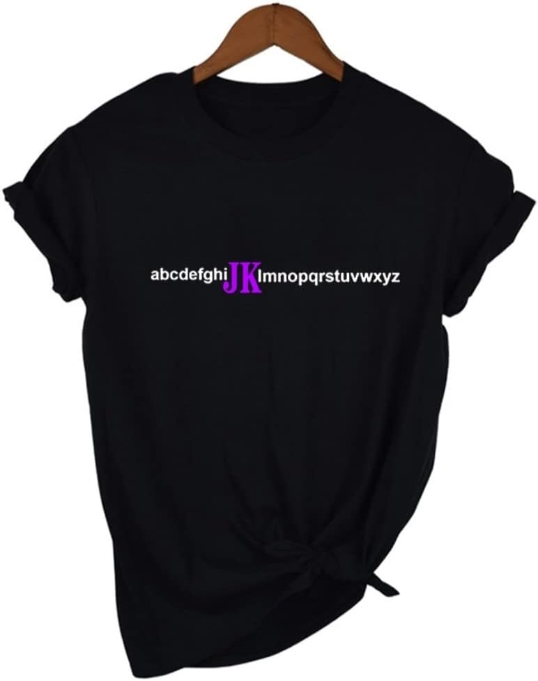 T-Shirts für BTS Frauen Ärmel JK Briefdruck T-Shirt Jungkook Merchandise für KPOP Merch