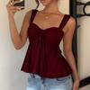 Women Solid Color Cami Tank Top Wide Strap Waist‑cinching Sleeveless Sexy Pure‑y2k Camisole For Spring Summer Fall