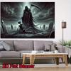 2D plane, 1 piece of Gothic Halloween Grim Reaper and Skull scene poster - Large 8x6 feet eerie cemeteryDJH