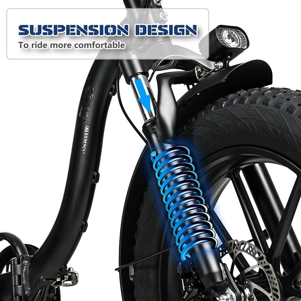 Folding Electric Bike Step Through Moped E-bike 20*4.0 inch Fat Tire 750W Motor 48V 18Ah Battery 150Kg Max Load