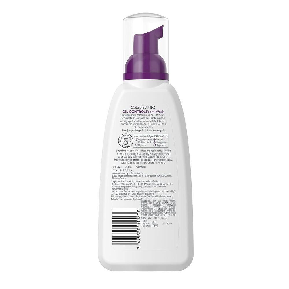 Cetaphil PRO Oil Control Foam Face Wash for Oily Sensitive Skin, 236ml