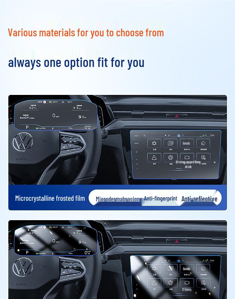 2024 VW CC Center Console Screen Protector: Tempered Film for Navigation Display