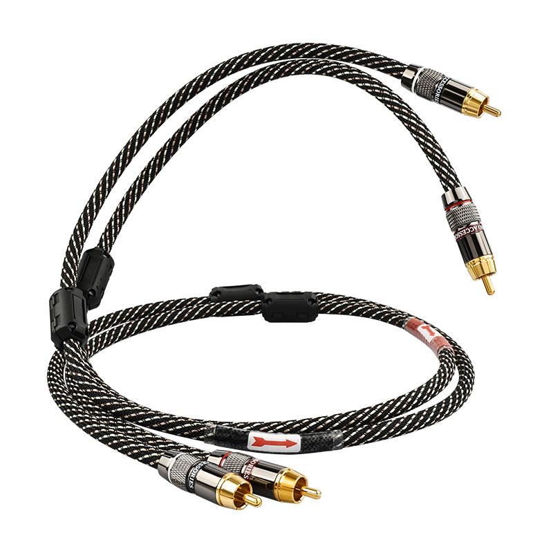 YYTCG HIFI Stereo RCA Audio Cable 6N OFC Male to Male 2RCA to 2RCA Audio Cable with Gold Plated Connector Plug For CD Amplifier