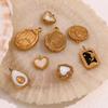 MamacitaSlay diy Vintage Lady's Portrait Crocodile Pear Heart Natural Shell Whale Tail Waterproof charms for jewelry making