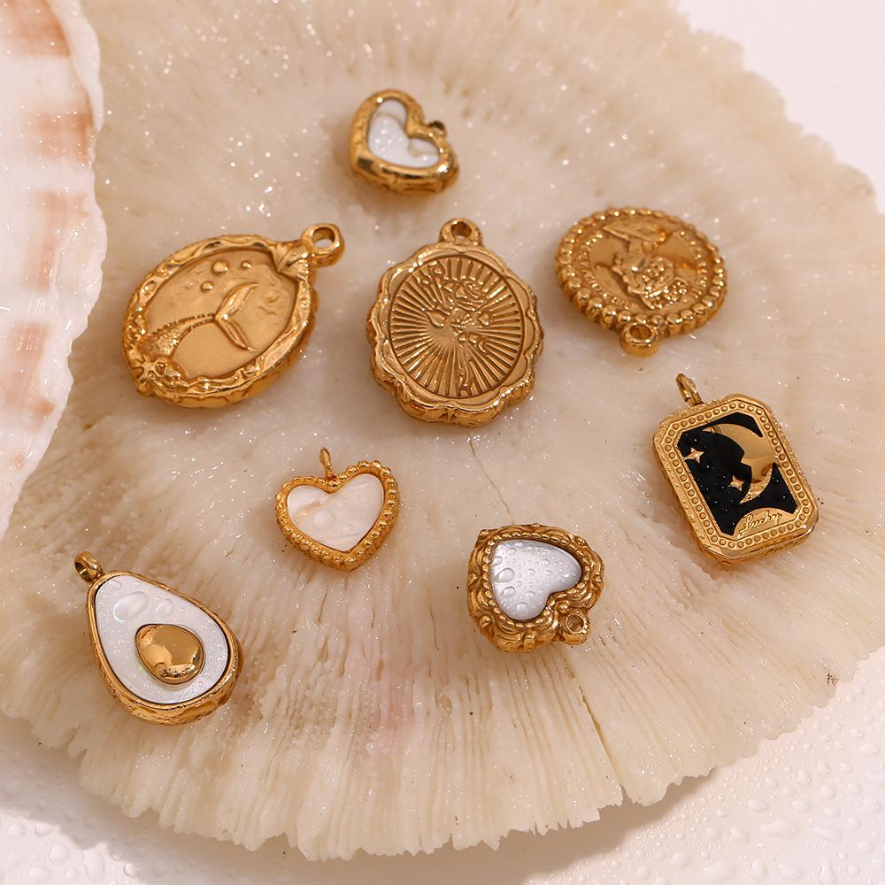 MamacitaSlay diy Vintage Lady's Portrait Crocodile Pear Heart Natural Shell Whale Tail Waterproof charms for jewelry making