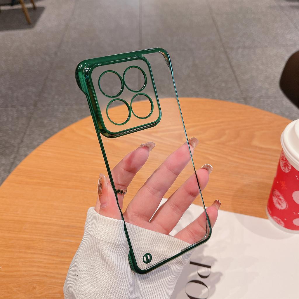Transparent Plating Frameless PC Hard Phone Case For Xiaomi 15 14 13 12 S 11 Ultra 10 Pro Clear Ultra-thin Half Wrapped Cover