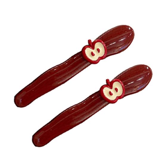 

2Pcs Girl Hairpins Three-Dimensional Fruit Design Glossy Resin Texture Fix Broken Hair Slender Clip Hair Accessories B