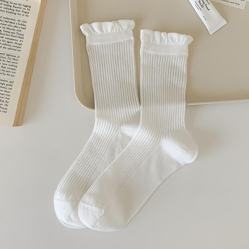 Women s Socks Candy New Summer Fashion Solid Thin Socks Breathable Simple Korean Sweet Plain Socks Long Casual One Size белый