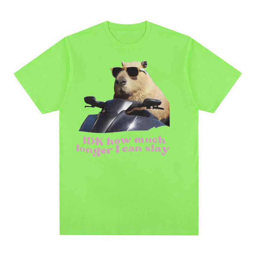 IDK How Much Longer I Can Slay Capybara Funny Meme T Shirts Unisex Women Retro O-Neck Fashion T-shirt Casual Cotton Oversized Tees