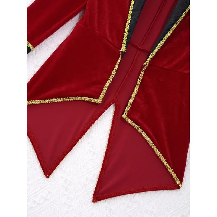 Boys Girls Circus Ringmaster Showman Magician Costume Halloween Tailcoat Jacket with Hat Gloves Outfits for Fancy Party