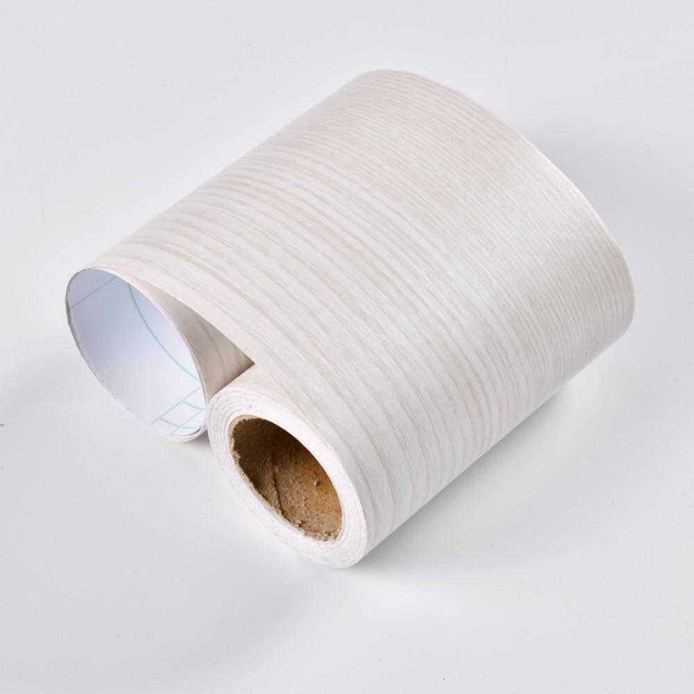 1pc 5mX12cm Thickened Imitation Wood Grain Skirting Wall Stickers, Self-adhesive Living Room Bedroom Wall Corner Decoration