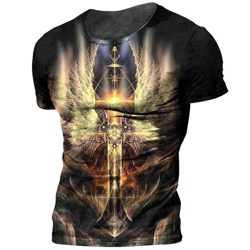 Summer New Trendy Men's Loose Breathable Round Neck Short Sleeve 3D Digital Printed Sports T-shirt