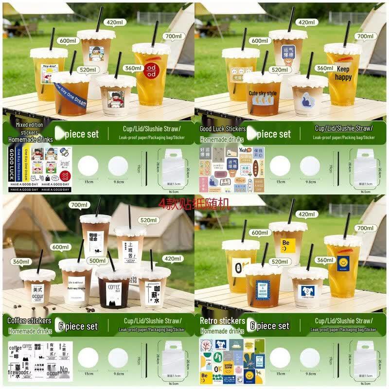 Erheshen 600ML Disposable Plastic Cups Set