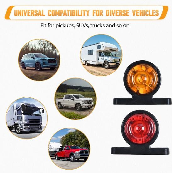 12V-24V Double Face Trailer Truck LED Side Marker Light Trailer Marker Lamp Turn Signal Light Compatible with Freightliner Cascadia/M2 106 Compatible