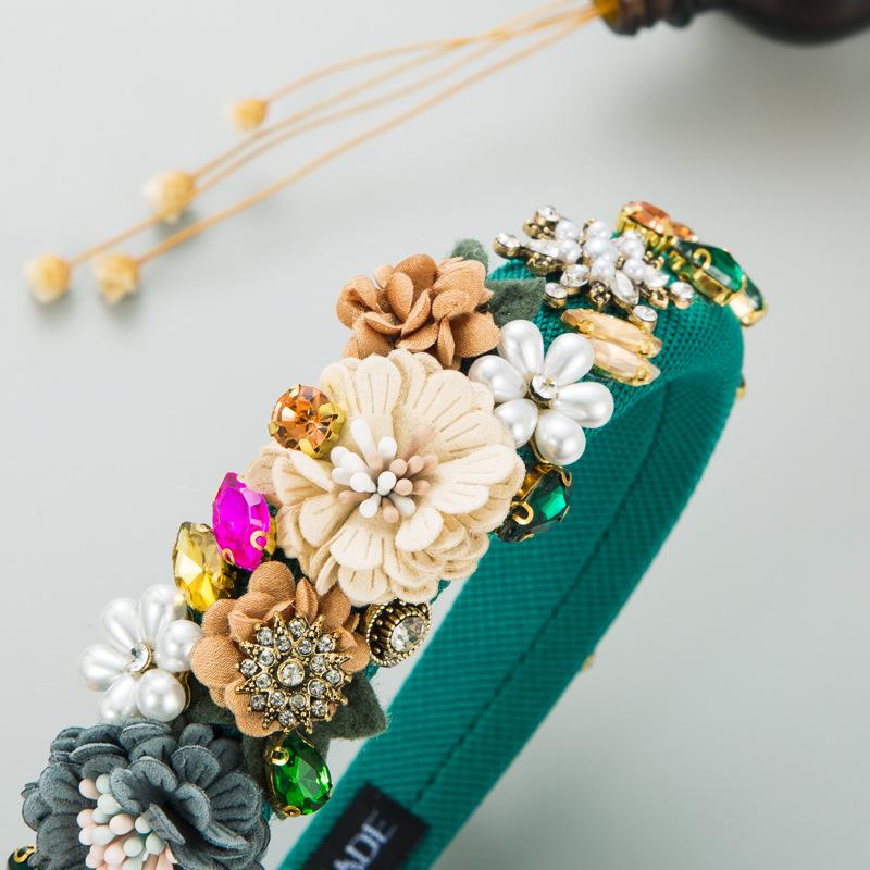 Luxury Pearl Fabric Flower Sponge Headbands Hair Accessories For Women Party Rhinestone Hairband Hair Band Hoop Girl Headwear