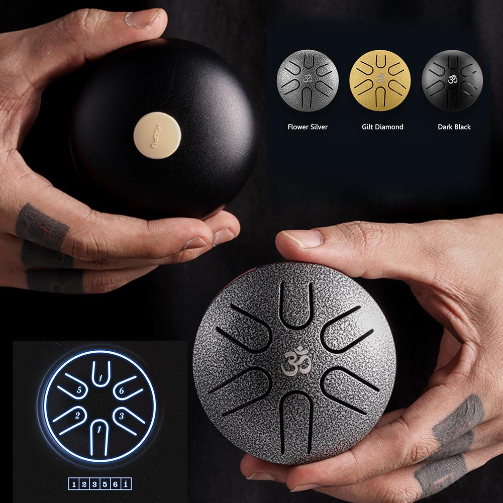 3 Inch 6 Tone Steel Tongue Drum Mini Hand Pan Drum with Drumsticks Percussion